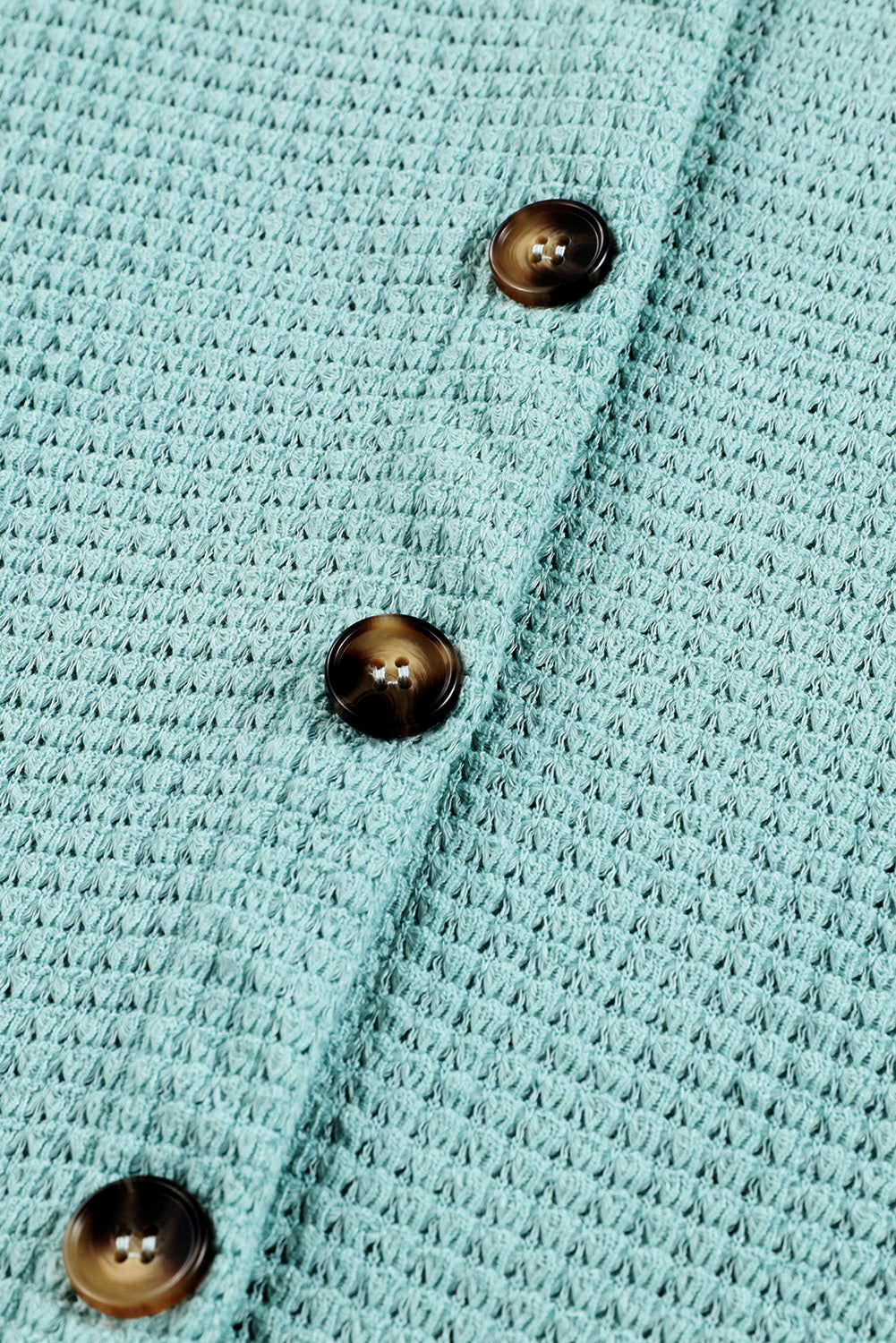 Waffle-Knit Women Shirt Collared Neck Long Sleeve Pocketed Single Breasted a2116d5e-c055-4a69-958b-b3482851365c-Max Trendsi