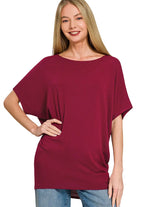 Zenana Women's Hacci Dolman Sleeve Boat Neck Top