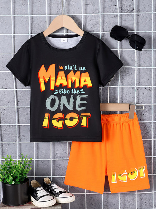 Children's Letter Graphic Short Sleeve Tee and Shorts Set