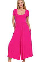 Zenana Jumpsuits Hot Pink Cropped Double Layered Short Sleeve Overalls HOT PINK a229acc7-0f73-4df5-a5e6-bf49193e29bd-Max-Origin Trendsi