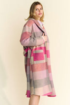Davi & Dani USA Women Coat Longline Tied Striped Color Block Collared Belted a2336d12-296f-4dfe-a934-850ede203808-Max Trendsi