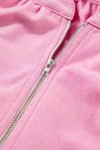 Women's Outfit Set Pink Half Zip Puff Sleeve Top and Ruffled Shorts 2 Pcs a243aa24-598b-45a5-8dfe-0bf1e4f58b72-Min Trendsi