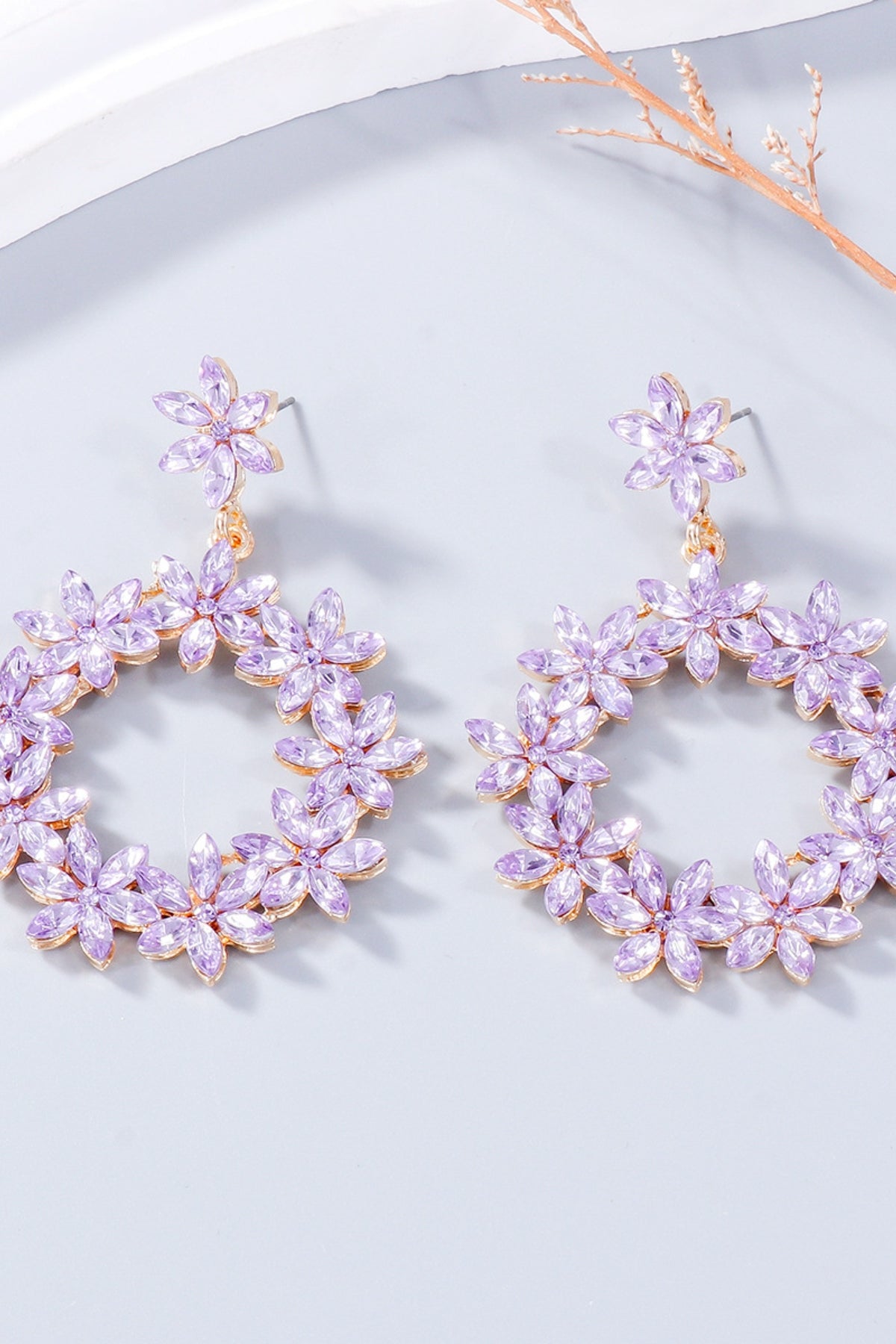 Dangle Earrings Rhinestone Flower Round Women Fashion Jewelry a28925fa-18da-48b3-8b7e-b2aad341cf95-Max Trendsi