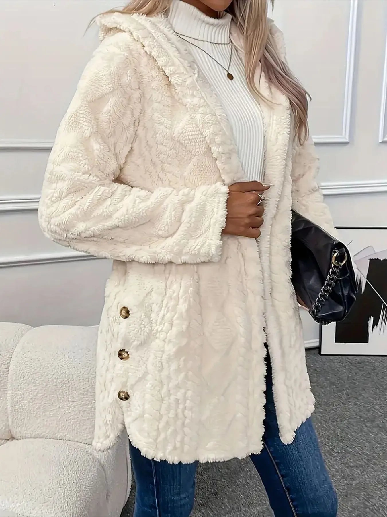 Women's Faux Fur Teddy Coat Hooded Cream with Button Front Thick Outwear a2903ac64c3e41d5a6850eb1d47fab91-Max-Origin Trendsi