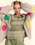 Davi & Dani USA Women Cardigan Fuzzy Smile Open Front Long Sleeve Knitwear Gray a2977b12-eccd-442c-b1b3-33dded2cce5d-Max Trendsi