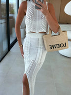 Crop Top and Slit Skirt Outfit Set Openwork Knit Round Neck Summer 2 Pcs a29d5409-4f49-4c32-bd58-43533c188b1c-Max-Origin Trendsi