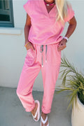 Short Sleeve Top and Drawstring Pants Set