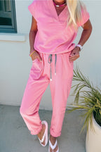 Short Sleeve Top and Drawstring Pants Set