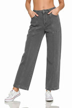 Zenana Straight Leg Utility Pocket Jeans