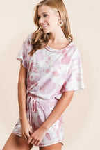 BiBi Shorts Tie Dye Print Pink Multi Terry With Side Pockets a2d985e5cb8e4760836ece20565b69fa-Max-Origin Trendsi
