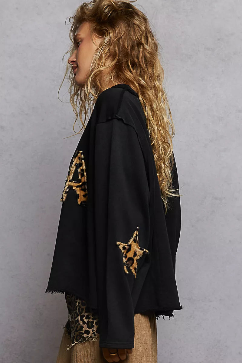 POL Sweatshirt Black Long Sleeve French Terry with USA Letter Animal Patch a2e058e7-2d99-4f25-a727-939f31e63e95-Max-Origin Trendsi