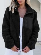 Plush Women Jacket Zip Up Long Sleeve Zip Outer Pocket Collared Outwear a2e9051c-9215-4400-9ae2-0a917fcff890-Max Trendsi