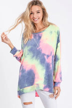 BiBi Tie Dye French Terry Print Top Multicolor Longline Sweatshirt CHARCOAL MULTI a2f8d95b2a2f451c9ecdd465796300b9-Max-Origin Trendsi
