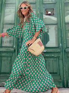 Maxi Dresses Colorful Printed V-Neck Balloon Short Sleeve Ruffled Oversized a2f913183a43478bb0a5f88d98f0ddd9-Max-Origin Trendsi