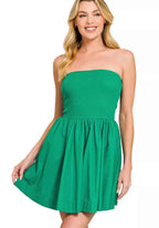 Zenana Combined Knit Tube Top Flare Mini Dress