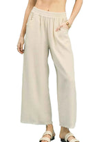 Umgee Wide Leg Pants Cream Cotton Frayed Hem with Pockets CREAM a327e38b-e1d2-49db-b460-673f1a0d0988-Max-Origin Trendsi