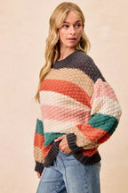 BiBi Womens Sweater Stripes Color Block Chunky Knit Oversized a340416ab6864d1cbac57921d78c79a7-Max-Origin Trendsi