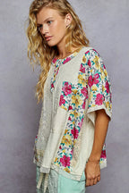 POL Womens T-shirt Lace Round Neck Short Sleeve Floral Pattern Top a345a53b-81bb-4c16-a275-2d309017b4ba-Max-Origin Trendsi