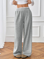 Women's Joggers Gray Wide Leg Lace Waistband Detail Casual Pants a396b8941b46496e9a7b3b837f2c0177-Max-Origin Trendsi
