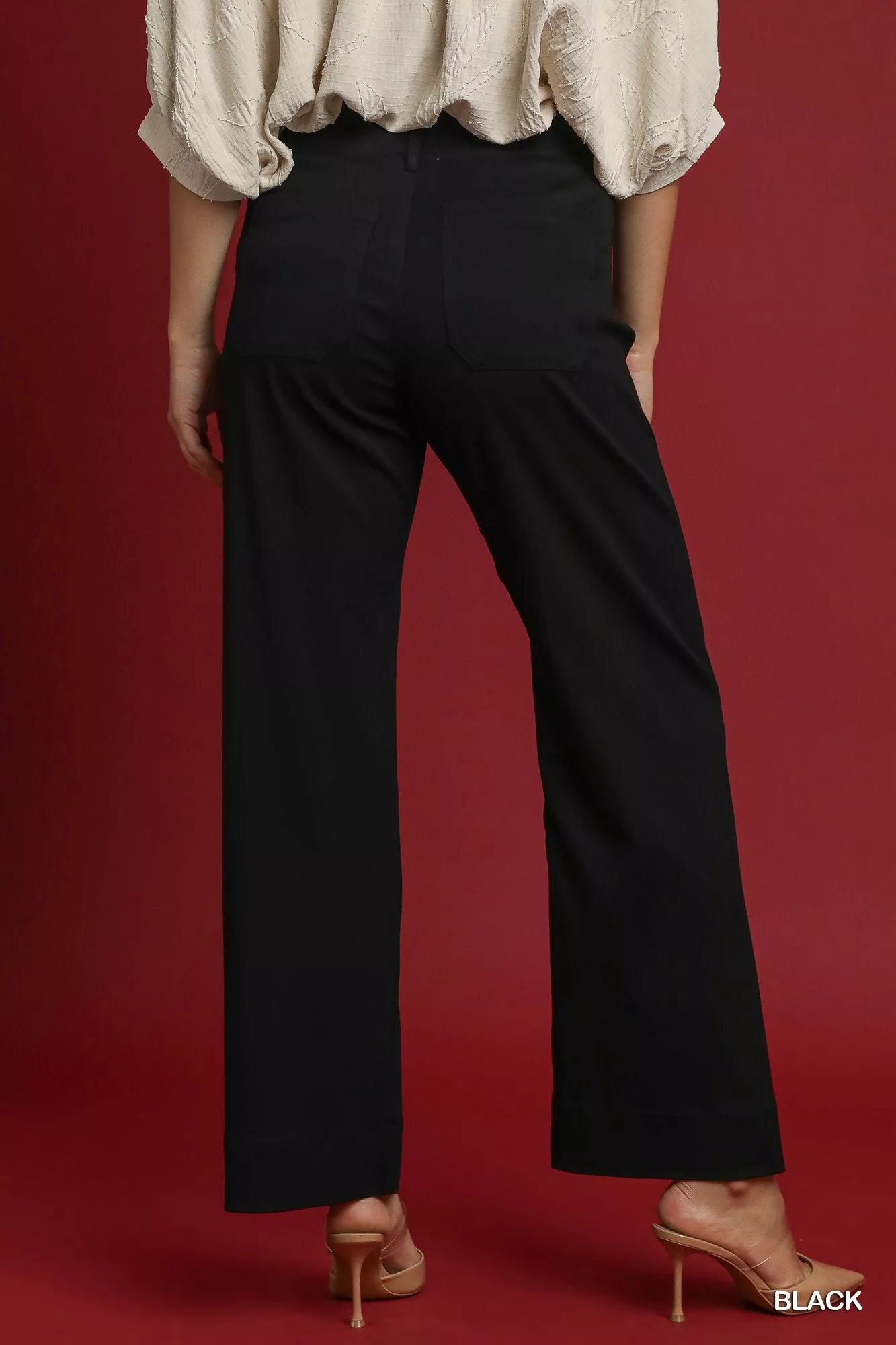 Umgee Pants Black Button Stretched with Pockets a3a23296-a21e-4a34-810d-6916e71d9772-Max-Origin Trendsi