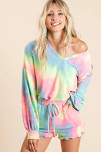 BiBi Set Cotton Tie Dye French Terry Top and Shorts Set Pastel Colorful a3ad22dc78314238a6125e6f6a2ef2aa-Max-Origin Trendsi