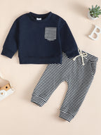 Children's Striped Pocket Sweatshirt and Pants Set