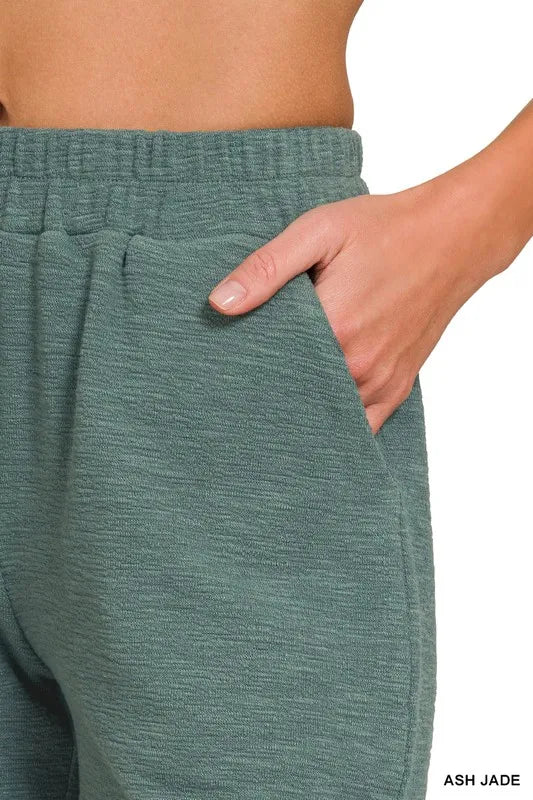 Zenana Cotton Shorts Slub Ash Jade Short Pants Comfort Pocketed a3d5f00b919c427cb88d0212a6d12ed7-Max-Origin Trendsi