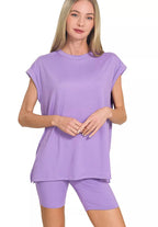 Zenana Tracksuit Set Lavender Brushed Dty Microfiber Top & Biker Shorts LAVENDER a3f82ce0f51c4b80bc4af2dc9abaa815-Max-Origin Trendsi