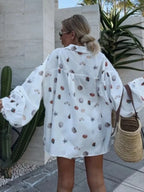 Women's Outfit Set Shell Print Long Sleeve Shirt and Belt Shorts 2 Pcs a417dde4-446a-4af7-afc0-96e2c513a999-Max-Origin Trendsi