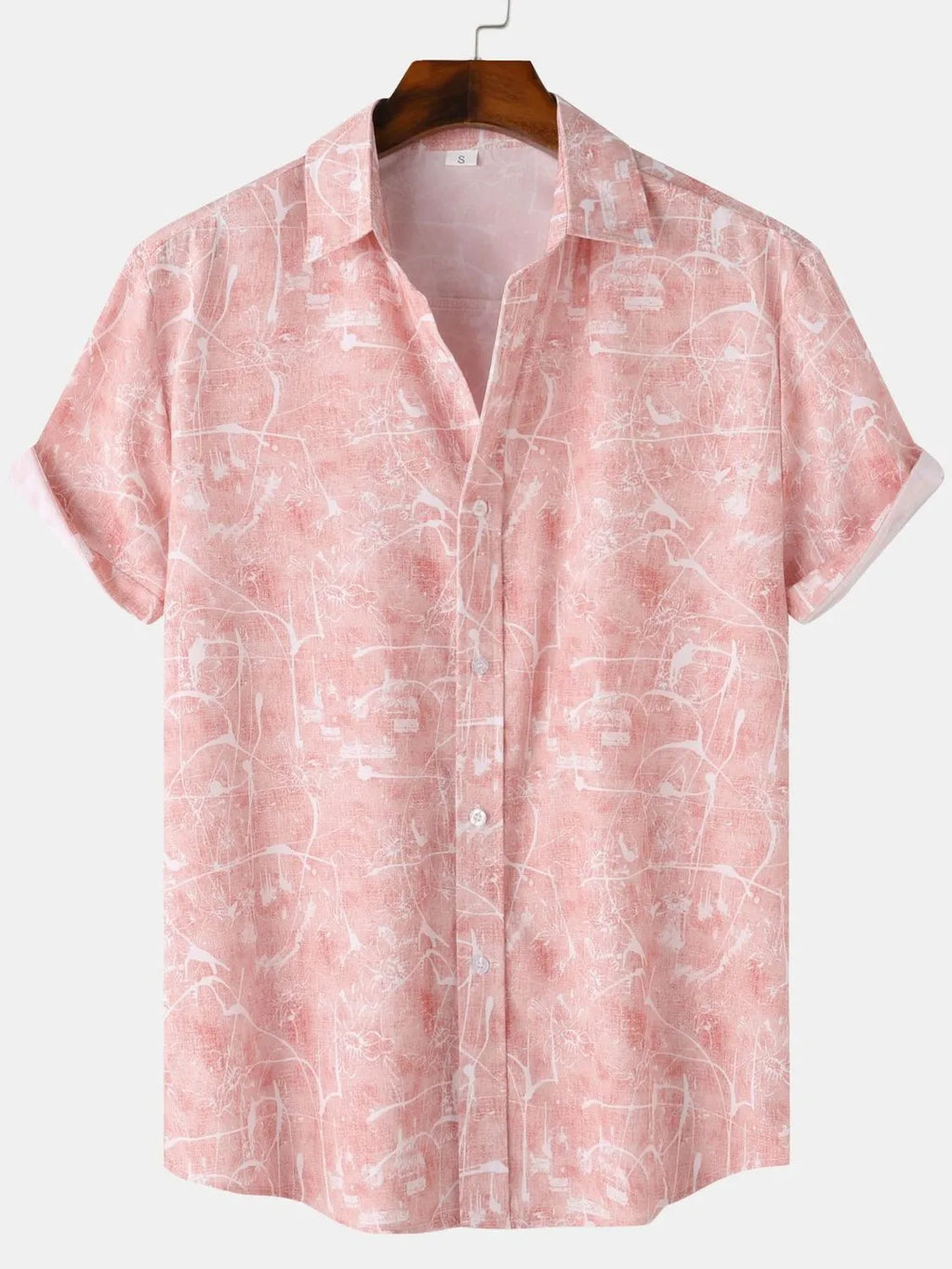 Men's Shirt Abstract Printed Lightweight Short Sleeve Casual Short Sleeve Top Pink a44fef45-1872-4f52-862f-0f6241734d04-Max-Origin Trendsi