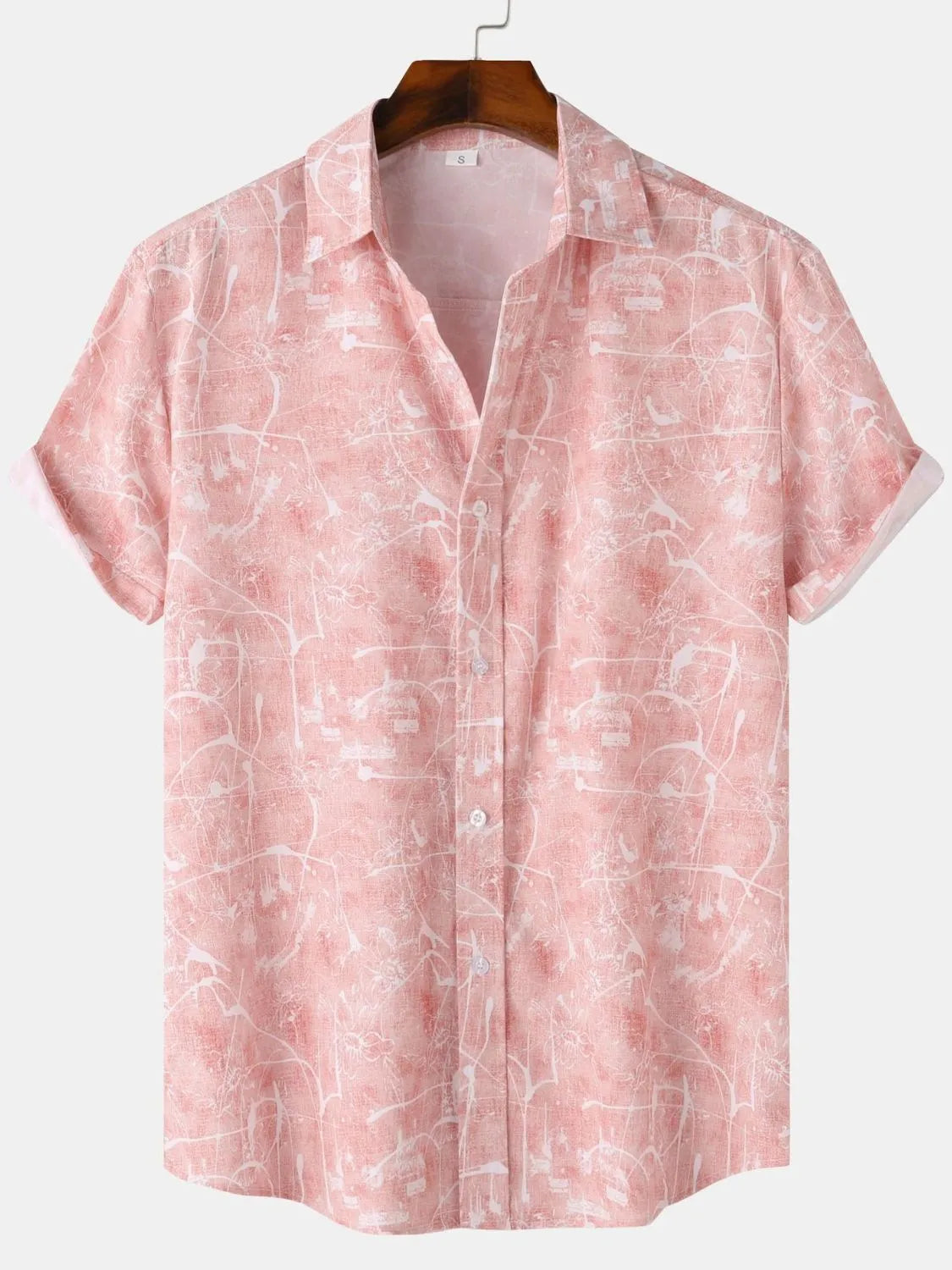 Men's Shirt Abstract Printed Lightweight Short Sleeve Casual Short Sleeve Top Pink a44fef45-1872-4f52-862f-0f6241734d04-Max-Origin Trendsi