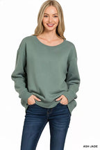 Zenana Fleece Sweatshirt Ash Jade Boat Neck Long Sleeve Pullover a45513b0-d727-490d-a3ac-8c36f7ee33d5-Max-Origin Trendsi