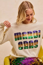 BiBi Women Sweatshirt Ivory Mardi Gras Sequin Lattering Knit Top a46e4c1717104fb4a7fd7782abe30029-Max-Origin Trendsi