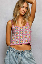 POL Cropped Crochet Cami Pink Multi Floral Scalloped Edge Granny Square Pattern a47c0e0a-f63e-41b9-bf38-d5e3f37a0ac3-Max-Origin Trendsi