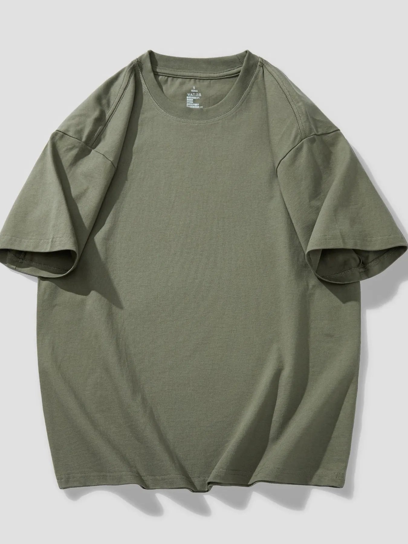 Men's T-Shirt Cotton Solid Round Neck Short Sleeve Oversized Top S-4XL Gray Green a47e6c441a5248d8bc363ffb9aae92fb-Max-Origin Trendsi