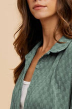 Women's Button Up Shirt Annie Wear Dark Sage Checkered Cotton Half Sleeve a4bccbd4-0756-4517-915f-9a0204930764-Max Trendsi