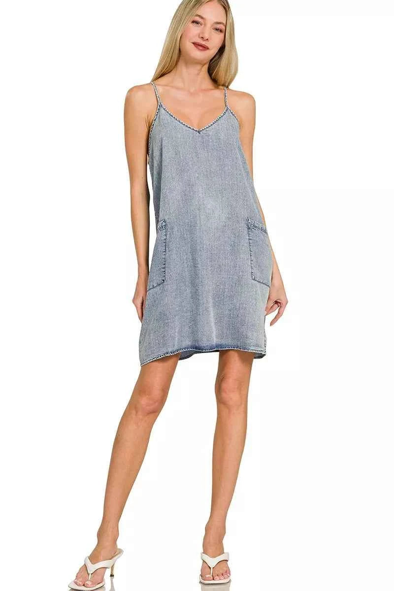 Zenana Enzyme Stone Washed Lyocell Mini Dress a4d7ec0e1da146cb8dfae3ef597f6f6e-Max-Origin Trendsi