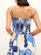 Cami Midi Dress Sky Blue Printed Square Neck Smocked Ruffle Hem a4dd4e47-544d-4f38-9dba-44b49f3a226e-Max-Origin Trendsi