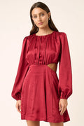 Mittoshop Mini Dress Satin Side Cutout Detail Wine Red Long Sleeve WINE a4e79d3de75748bf924f328f9d0bd8ba-Max-Origin Trendsi