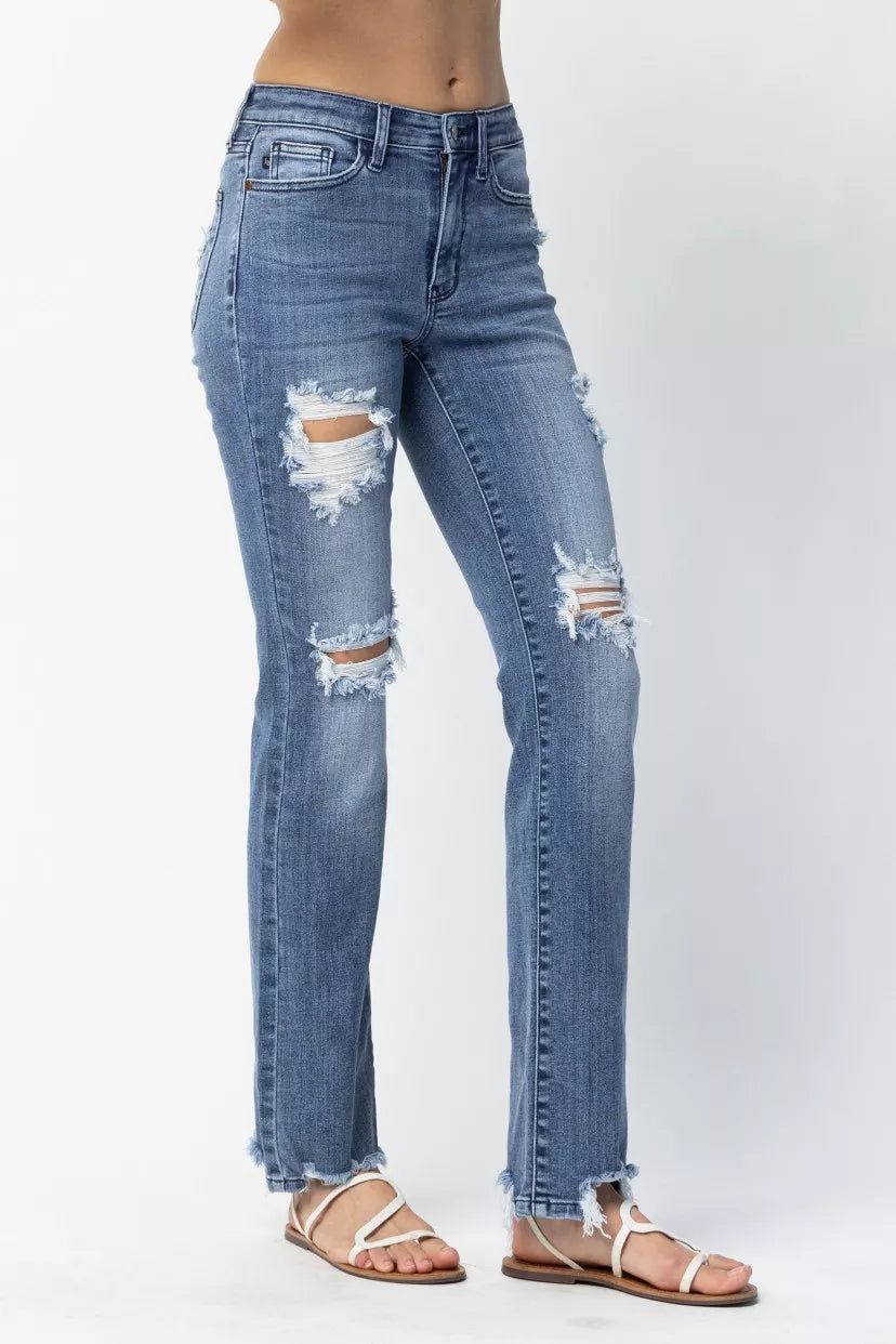 Judy Blue Straight Jeans Medium Wash Mid Rise Destroy Plus Sizes Denims a4eac25c-22df-4212-8ea5-a1913eaed836-Max-Origin Trendsi