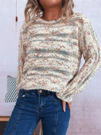 Women's Sweater Round Neck Long Sleeve Stripe Knit Lightweight & Comfortable a4fe1a77c0264ed395561c3223e3c444-Max-Origin Trendsi