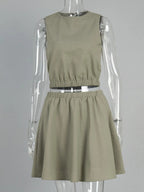 Women's Outfit Set Linen Cotton Round Neck Sleeveless Top and Skirt Set a53c54a0-3910-47ea-b7de-59e8dcf031cb-Max-Origin Trendsi