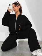 Womens Outfit Set Casual Solid Color Zipper Jacket and Wide Leg Pants a55893fdb3dc40e1a21f788414e74cbe-Max-Origin Trendsi