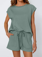 Outfit Set Round Neck Cap Short Sleeve Top and Shorts Set a599acba-58f9-4ffa-a95c-2e10ed456242-Max-Origin Trendsi