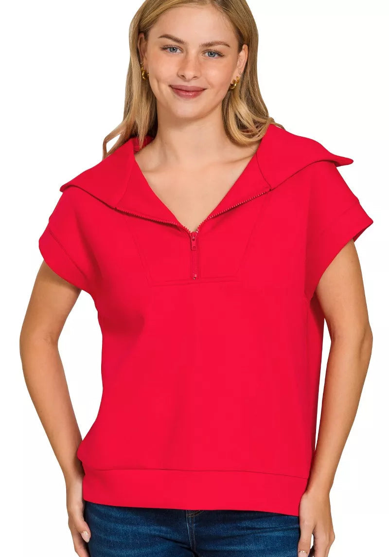 Zenana Scuba Half Zip Top