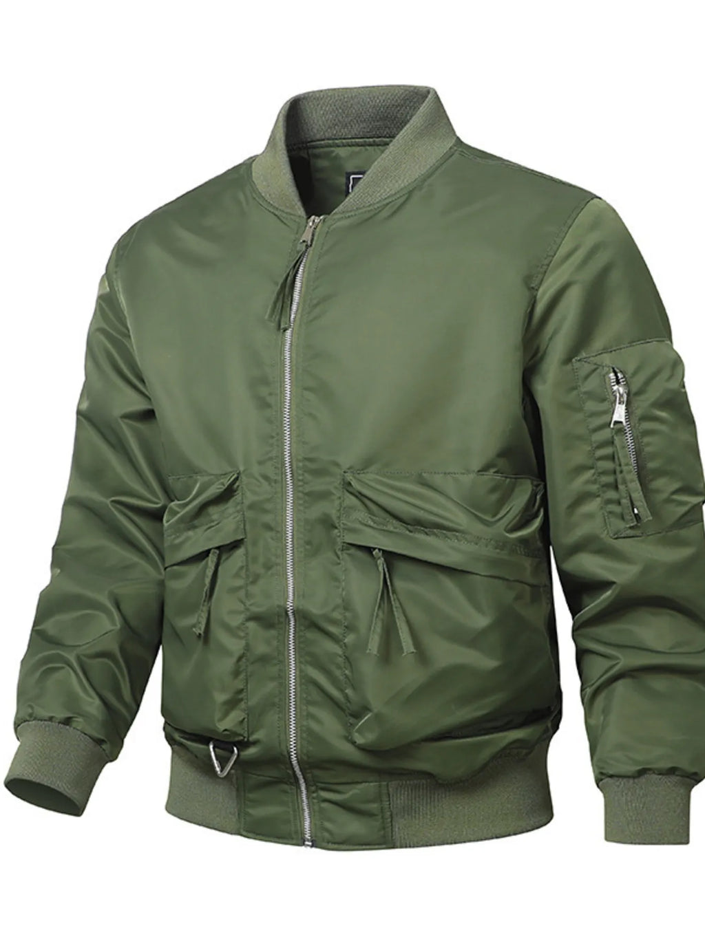 Men's Bomber Jacket Zip Up Long Sleeve Pocketed Outwear M-4XL Matcha Green a5f824b4fc0743eea717ccfa4fdd453a-Max-Origin Trendsi