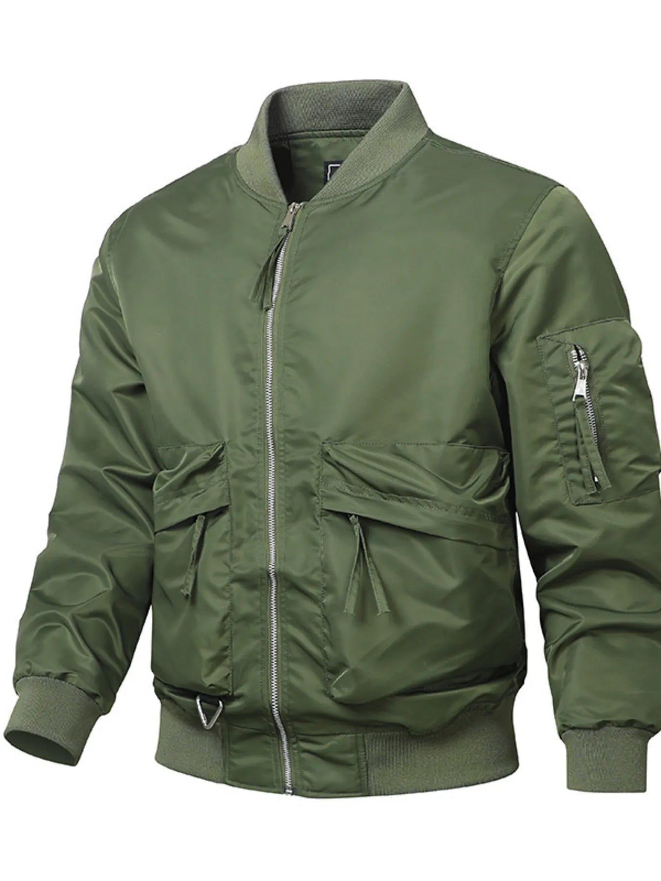 Men's Bomber Jacket Zip Up Long Sleeve Pocketed Outwear M-4XL Matcha Green a5f824b4fc0743eea717ccfa4fdd453a-Max-Origin Trendsi