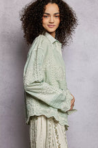 POL Women Shirt Mint Embroidery Long Sleeve Single Breasted Top a61573b6-72ae-46b4-9dfc-b0807cfa2afb-Max-Origin Trendsi