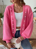 Pearl Cardigan Open Front Long Sleeve Soft Casual Knitwear a6294048-f77f-48aa-9088-341a28cf5286-Max Trendsi