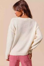 SO ME Valentine Sweater Heart Cherry Ivory Knitted Long Sleeve Top a63a10c5d6f843b9a1acae3bcaa41505-Max-Origin Trendsi